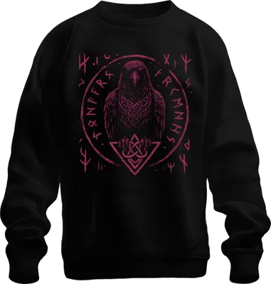 Obrázek produktu pro Viking Raven Norse Mythology Runes Celtic Knot Nordic Uni mikina, černá, XXL
