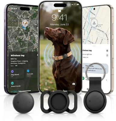 Produktbild von Hundefinder ohne Abonnement – Mini-Tracker – mit Halterung – kompatibel mit Apple "Wo ist?" und Google "Wo ist dein Gerät?"