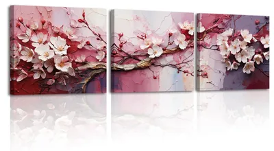 Produktbild von Omgoods – Set aus 3 romantischen Leinwandbildern mit Rosenmuster
