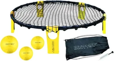 Produktbild von Trampolin Ballspiel inkl. 3 Bällen, Ballpumpe & Tragetasche, für drinnen & draußen, 2-6 Personen ab 5 Jahren