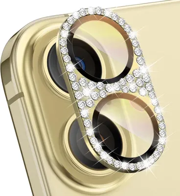 Produktbild von Kamera Schutzglas für Apple iPhone 17 aus Metall mit Diamant Optik Gold