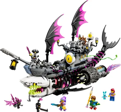 Produktbild von LEGO 71469 DREAMZzz Albtraum-Haischiff, Baue 2 Arten des Piraten-Boot-Spielzeuges, Modellbausatz mit 4 Minifiguren, Spielzeug für Kinder, Mädchen, Jungen, basierend auf der TV-Show