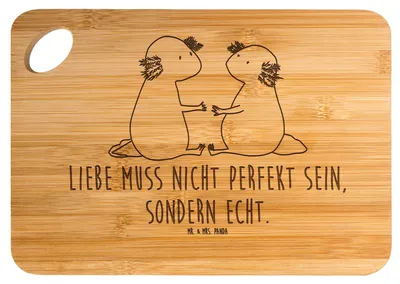 Produktbild von Mr. & Mrs. Panda Brett Axolotl Liebe - Transparent - Geschenk, Holzbrettchen, Freund, Schneidebrett, Frühstücksbrett, Holzbrett, Valentinstag, Schwanzlurch, Hackbrett