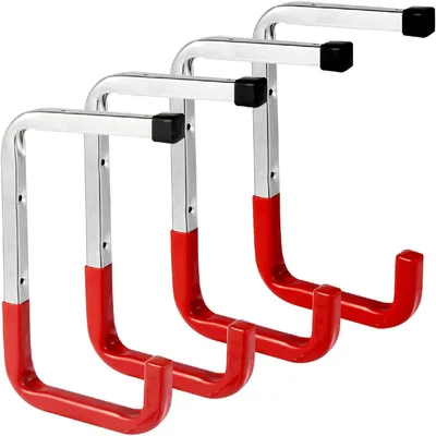 Produktbild von Garagenhaken Schwerlast Stahl 4 Stück Rot 45 kg Tragkraft 260x155 mm