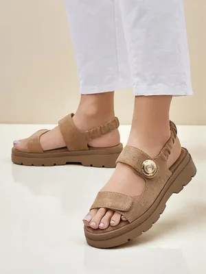 Zdjęcie produktu dla Damskie sandały Royalfashion Callisto brązowe skóra ekologiczna platforma, rozmiar 40