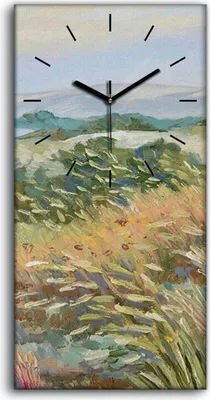 Produktbild von Wanduhr Uhr Wandbild Leinwand Geräuschlos 30x60 Malerei Wiesen Landschaft Kunst - schwarze Hände