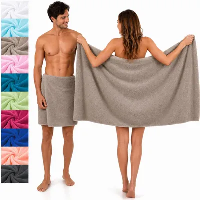 Produktbild von Betz 2 Stück Saunatücher Saunatuch Saunahandtuch Set Palermo 100% Baumwolle Frottier XXL Badetuch Strandtuch Größe 80 x 200 cm Farbe Stone
