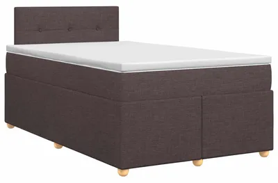 Image de vidaXL Lit boxspring avec matelas brun foncé 120 x 190 cm Tissu