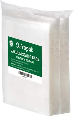 Obrázok produktu pre Vakuumové vrecká, 15x25 cm, 100 kusov, bez BPA, vhodné na prípravu jedál vo vakuovej nádobe (Sous Vide) a na mrazenie