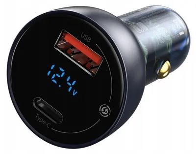 Obrázek produktu pro Baseus Particular Digitální nabíječka do auta s displejem, Usb + Usb-C, Qc3.0+Pd, 5A, 65W (šedá)