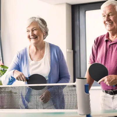 Produktbild von Tischtennisset 2 Stück mit Tischtennisschlägern, Bällen und ausziehbarem Netz
