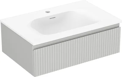Obrázek produktu pro Mexen Rivel koupelnová skříňka 70 cm s umyvadlem Vela, 1 zásuvka, drážkovaná, šedá matná/bílá matná - 91A20-07023-1-BF62-W23M01