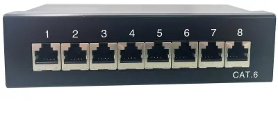 CAT 6 Patchpanel 8 Ports, STP-geschirmt, LSA+, T568A/B