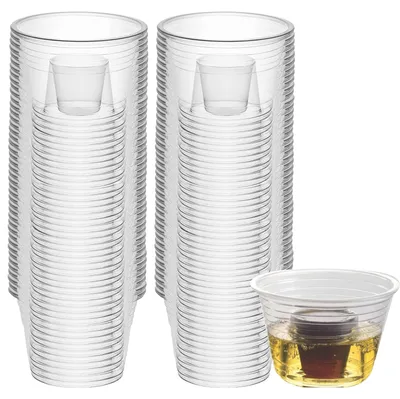 100 Jägerbomb-Shotgläser aus Kunststoff, 100 ml, transparent