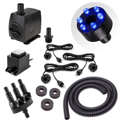 Produktbild von CLGarden Springbrunnen Pumpe Set mit 3x LED Beleuchtung blau für Wasserspiel Säulenbrunnen Kugelbrunnen Schlauch Wasserverteiler 1300 L/H