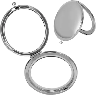 Imagen del producto de Espejo de mano redondo, plegable, con aumento, pequeño, de plata, ideal para llevar