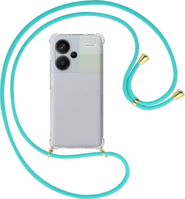 Produktbild von Handykette Backcover-Schutzhülle mit Band (Metall goldfarben) für Xiaomi Redmi Note 13 Pro Plus - türkis