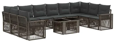 Produktbild von vidaXL Gartensofa-set 11 stk. Grau und Dunkelgrau Poly-Rattan