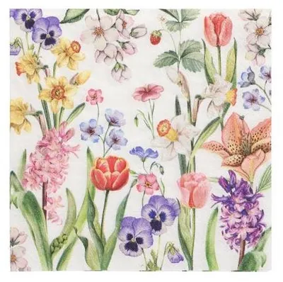 Produktbild von 200 Papstar Servietten, 3-lagig 1/4-Falz 33 cm x 33 cm Flower Meadow 89471