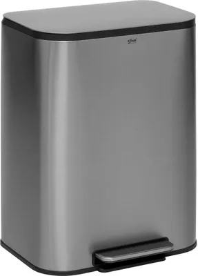 Produktbild von Abfalleimer/Treteimer Norvik - matt silber - Edelstahl Metall - 50 Liter - 45 x 35 x 61 cm - Kuche