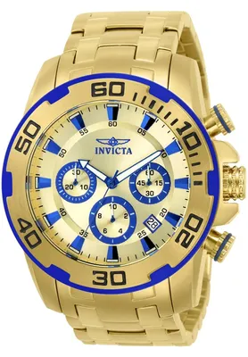Zdjęcie produktu dla Invicta Pro Diver - SCUBA 22320 Zegarek Męski - Mechanizm Kwarcowy - Stal Nierdzewna ze Złotą Tarcza - 50 mm