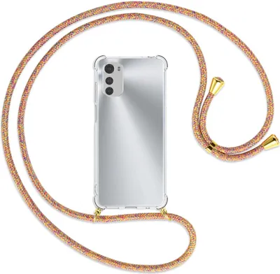 Produktbild von Handykette Backcover-Schutzhülle mit Band (Metall goldfarben) für Motorola Moto E32, Moto E32s - Rainbow