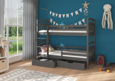Obrázek produktu pro Patrová postel s úložným prostorem 90x200 HEMNIA - grafitová