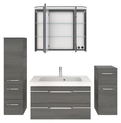 Produktbild von Pelipal Balto Sprint Badmöbel Set 5-teilig Graphit Struktur quer NB LED 48x64,5x44 cm
