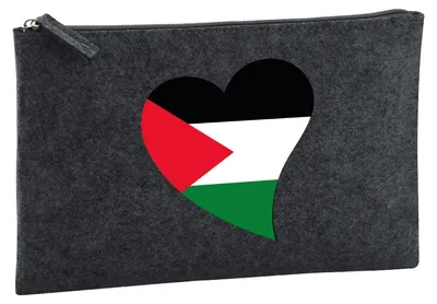 Produktbild von Huuraa Kulturbeutel Palästina Flagge Herz 1 Liter Charcoal Filz Kosmetiktasche Geschenkidee