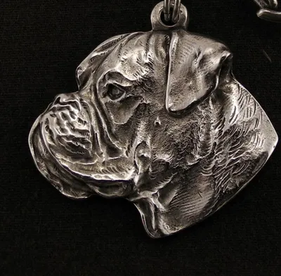 Produktbild von Boxer, Deutscher Boxer III - Hundehalsband in Geschenkbox, versilbertes Medaillon für Hundefans, markanter Anhänger der Marke Art-Dog