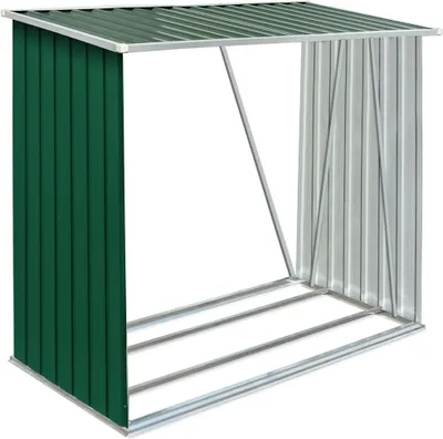 Zdjęcie produktu dla vidaXL Schowek na drewno opałowe Stal ocynkowana 163 x 83 x 154 cm Zielony