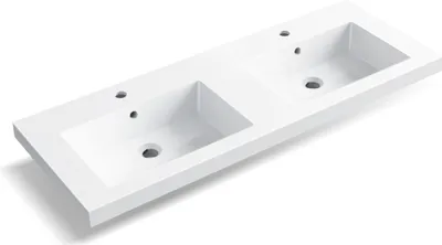 Obrázek produktu pro Balneo dvojité umyvadlo MILA 120x46 cm minerální lité bílé obdélníkové do koupelny