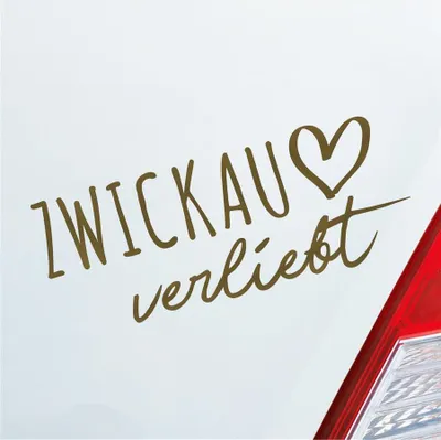 Produktbild von Auto Aufkleber Zwickau verliebt Herz Stadt Heimat Liebe Car 19x8 cm Gold Sticker Heckscheibenaufkleber