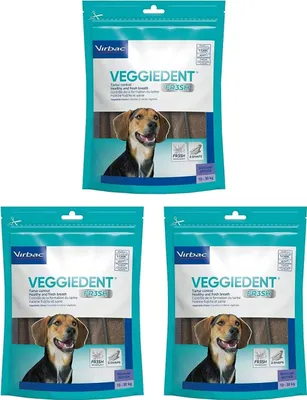 Produktbild von Virbac Veggiedent Fresh - natürliche Kauartikel für Hunde mit FR3SH-Technologie in Größe M, 15 Stück pro Packung (3-er pack)