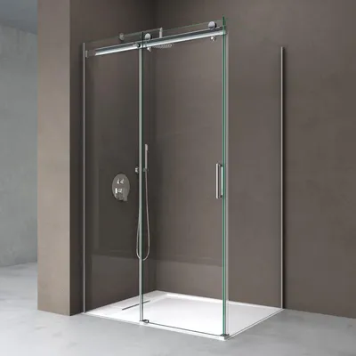 Immagine prodotto di doporro Box Doccia Angolare 70x120x195 cm in Vetro Temperato Trasparente 8 mm Porta Scorrevole con Maniglie e Profili Cromati, Piatto Doccia Bianco da 4 cm Incluso - Ravenna17K