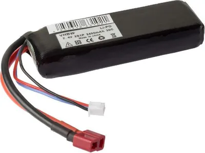Produktbild von vhbw Akku kompatibel mit AWG 12 / AWG 22 Stecker für Modellbau (2400mAh, 7,4V, Li-Polymer)