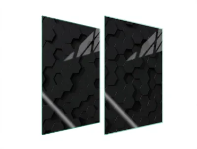 Produktbild von Herdabdeckplatten 2 teilig 35x52 Glaskeramikkochfeld Abdeckung Glas Schneidebrett Muster Schwarz