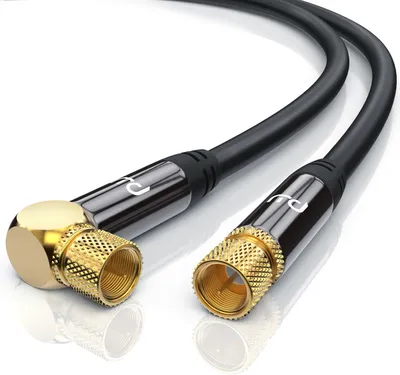 Obrázok produktu pre Primewire SAT kábel, koaxiálny, F-konektor, HDTV SAT koaxiálny kábel 90° uhlový, 4x tienenie, 135dB, 75Ohm - 1m