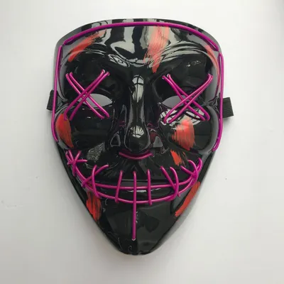Produktbild von LED Purge Masken Schwarz verschiedene Farben Horror Masken Lila