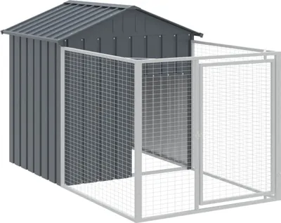 Image de vidaXL Niche pour chiens avec enclos Anthracite 117x201x123cm Acier galvanisé
