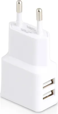 Immagine prodotto di Wicked Chili Caricatore doppio USB 12W / 2400mA Adattatore di rete universale Pro Series adatto per telefoni cellulari, orologi, power bank e altoparlanti Bluetooth, adattatore di rete USB a 2 vie (spina di rete a 90 gradi, USB a 2 vie)