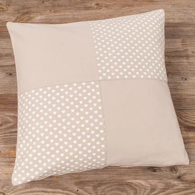 Produktbild von Kissen-Bezug 40x40 cm Vintage Patchwork beige weiß Baumwolle