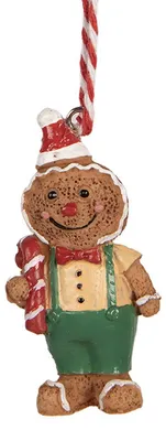 Produktbild von Clayre & Eef Weihnachtsanhänger Pfefferkuchenmann 3x1x6 cm Braun Kunststoff
