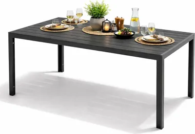 Produktbild von XL Non-Wood Gartentisch Outdoortisch Aluminium Anthrazit / Grau 180x90cm