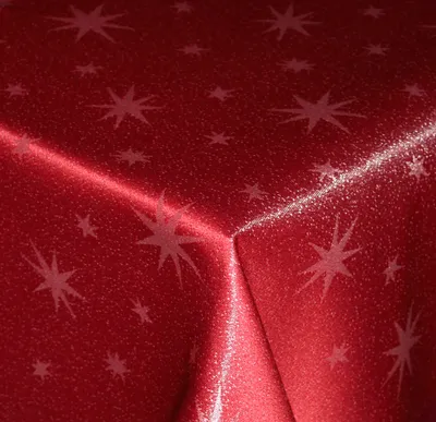 Produktbild von Tischdecke 130x260 cm rot Polyester Sterne Weihnachten Tischwäsche glänzend weihnachtlich