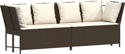 Produktbild von vidaXL Gartensofa mit Kissen Braun Poly Rattan