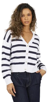 Produktbild von Brave Soul - Strickjacke für Damen, V-Ausschnitt WH177 (M) (Weiß/Marine)