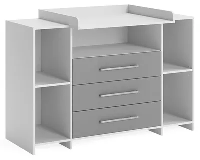 Produktbild von Wickelkommode Vicco Oskar Weiß/Grau 143 x 100 cm XL mit Schubladen, Model 40349