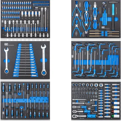 Produktbild von 6 Einlagen für Werkzeugwagen bestückt 520x400x40mm