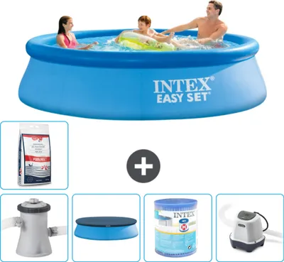 Produktbild von Intex runder aufblasbarer Easy Set-Schwimmpool – 305 x 76 cm – Blau – inklusive Pumpe Abdeckung - Filter - Salzwassersystem - Poolsalz